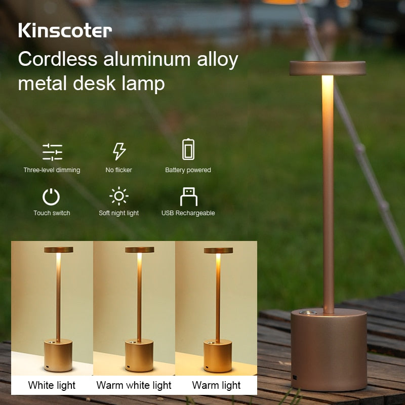 Lampe de table LED portable en metal