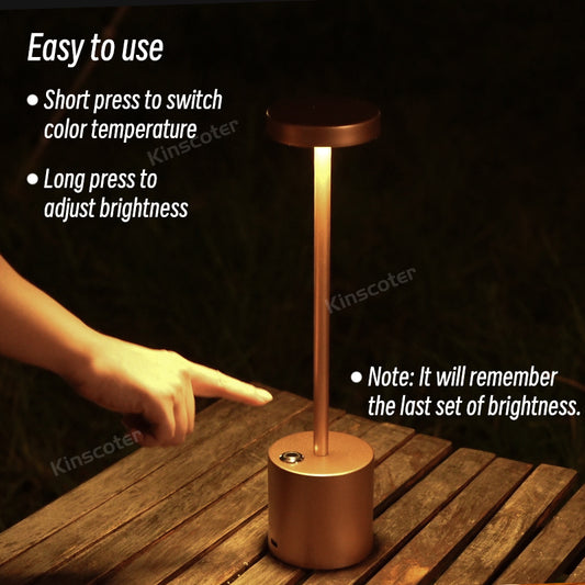 Lampe de table LED portable en metal